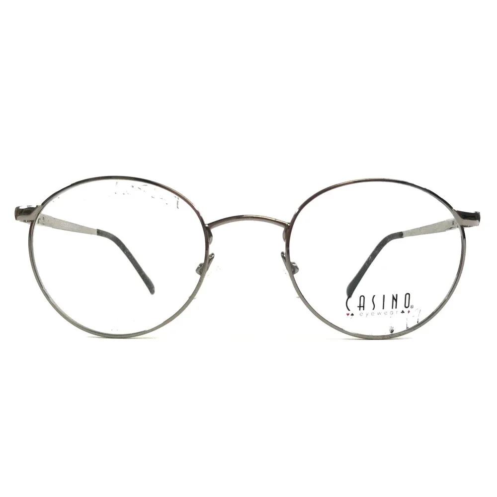 Casino Eyewear Eyeglasses Frames CB1123 SHINY GREY Round Wire Rim 49-20-135